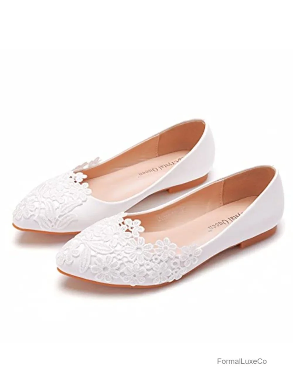 Wedding Lace Flats Pointed Toe Crystal Embellished Party Dance Shoes